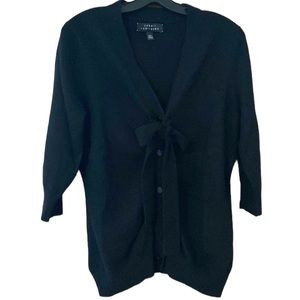 Robert Rodriguez cashmere black tie front button down cardigan size small
